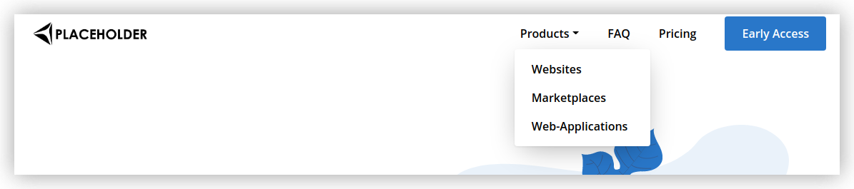 Header with sublinks and button