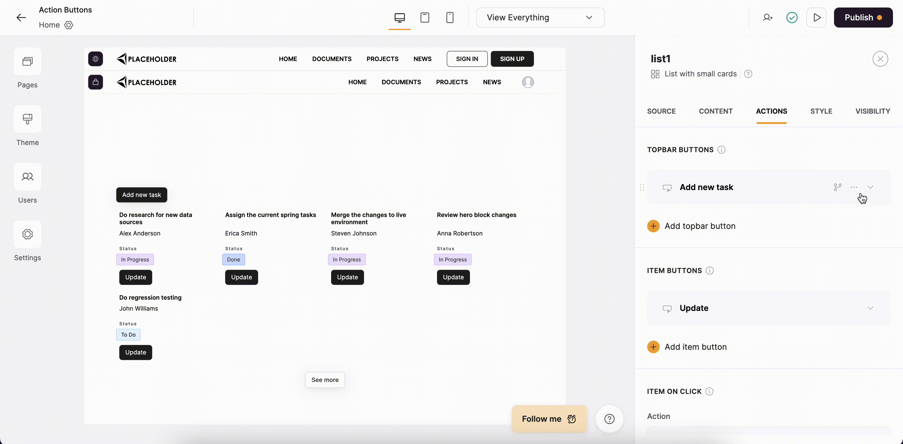 Setting button visibility