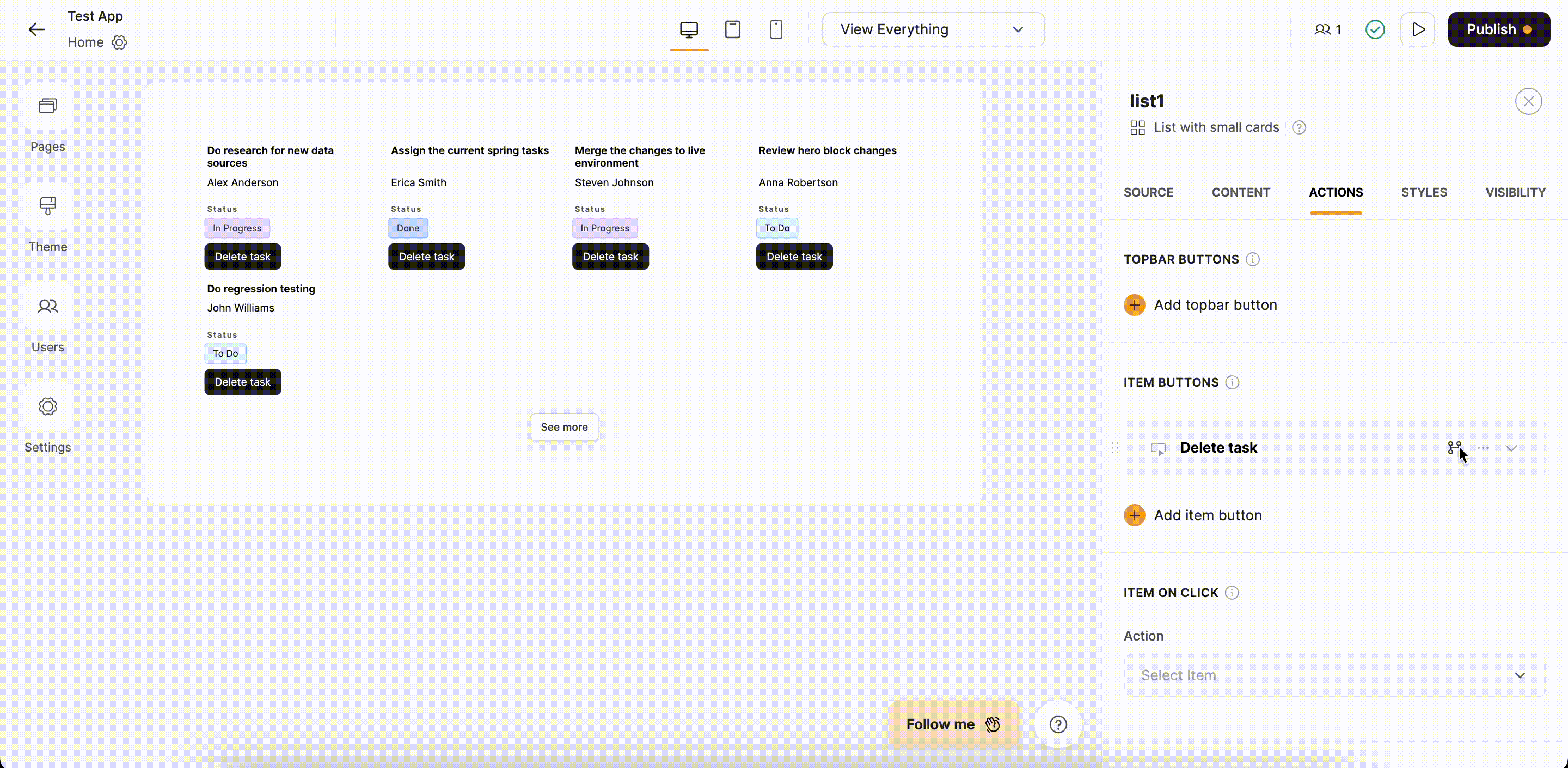 Setting button visibility
