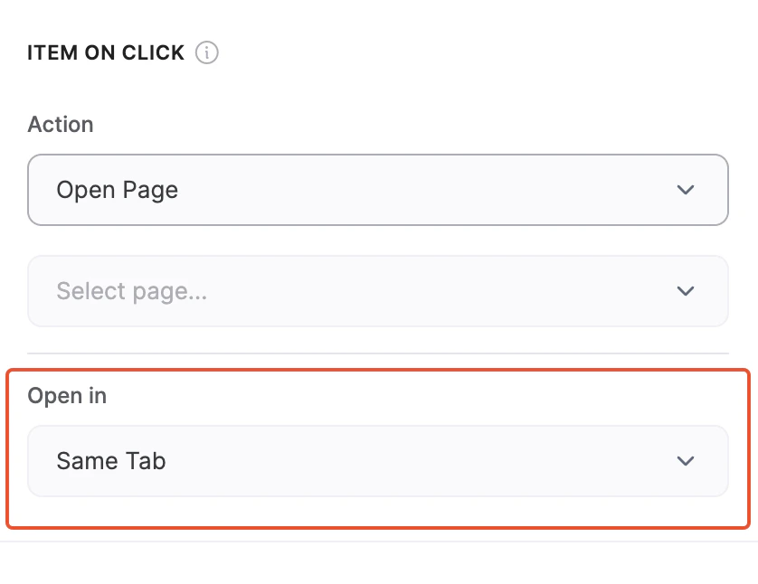 “Open in” dropdown