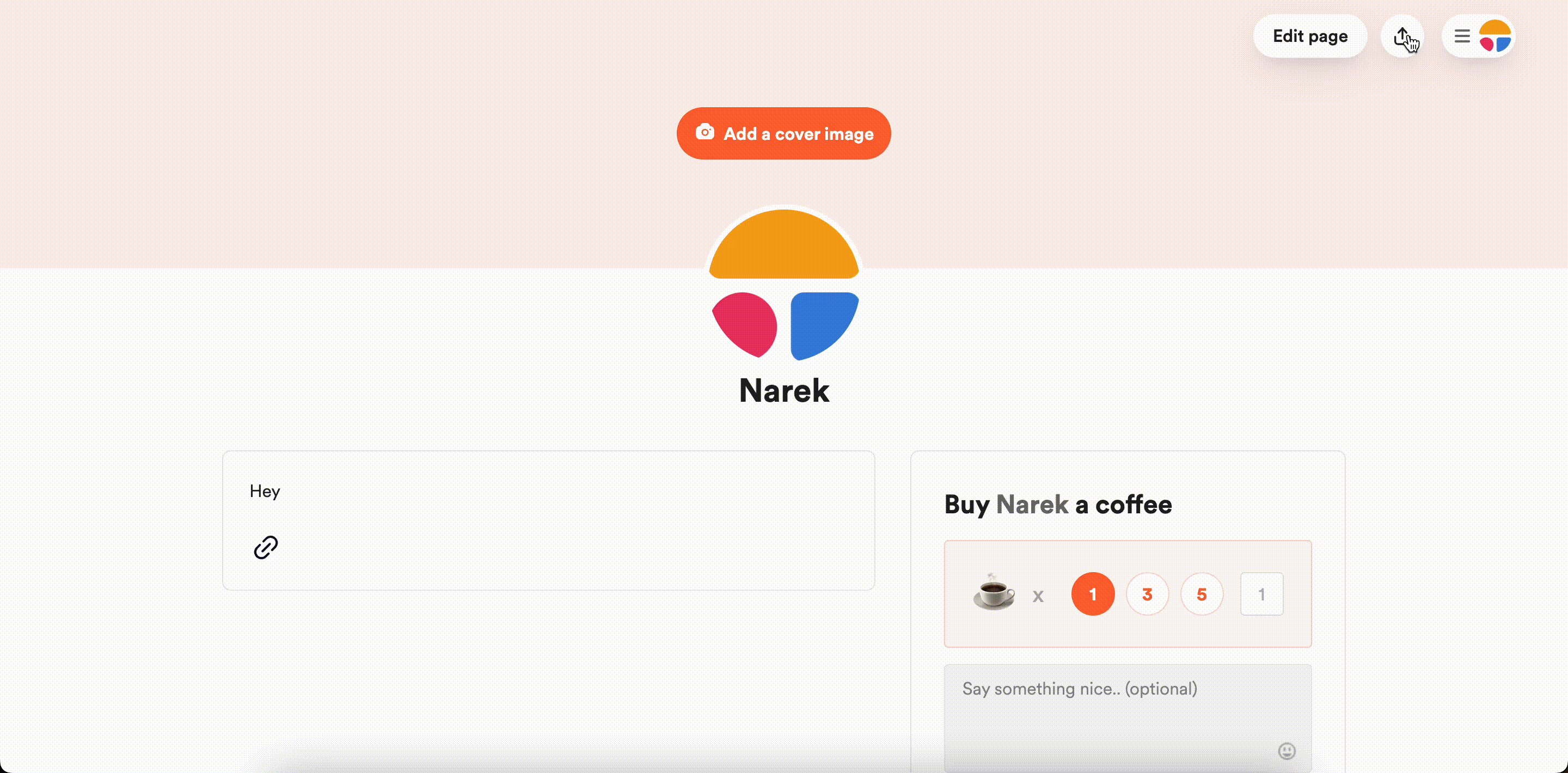 Adding a link to a Buy Me a Coffee profile