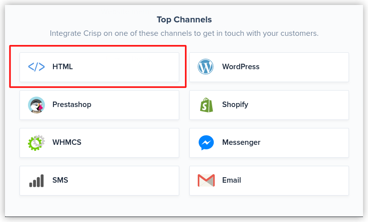 Selecting the HTML option