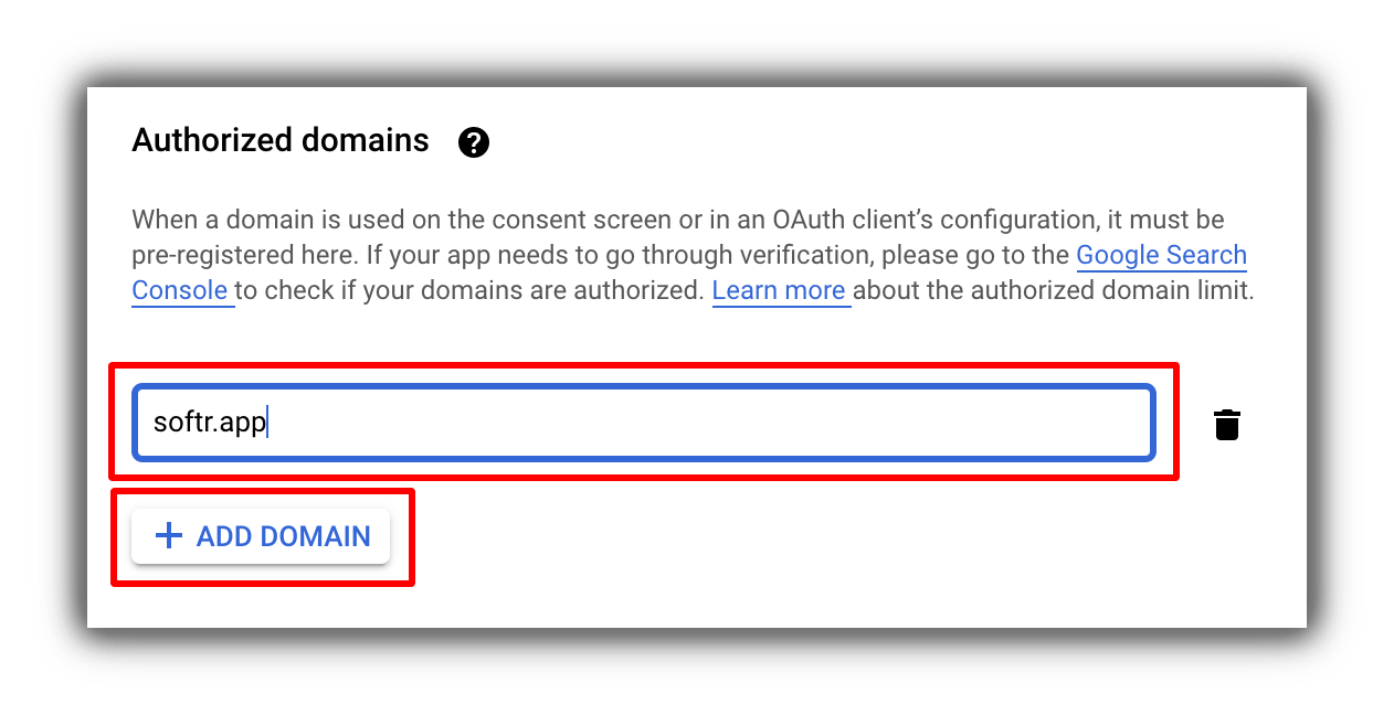 Authorized domain setup