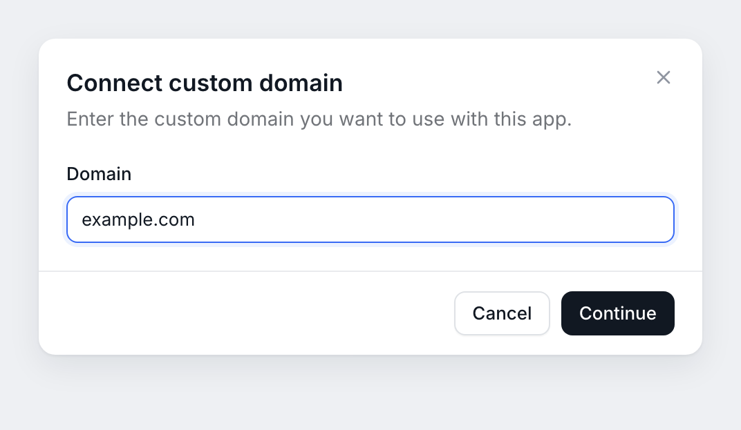 Enter the domain you want to connect