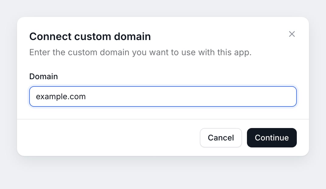 Enter the domain you want to connect