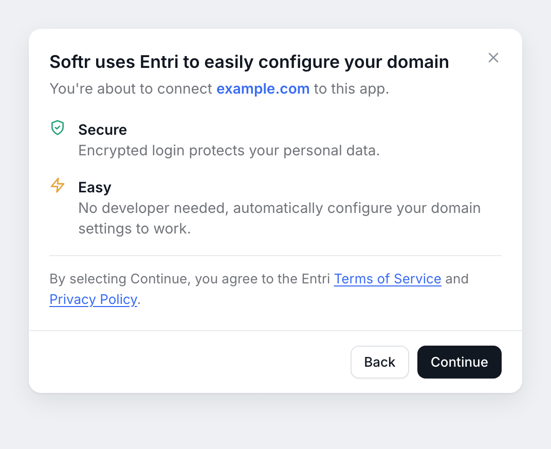Softr uses Entri to set up your domain