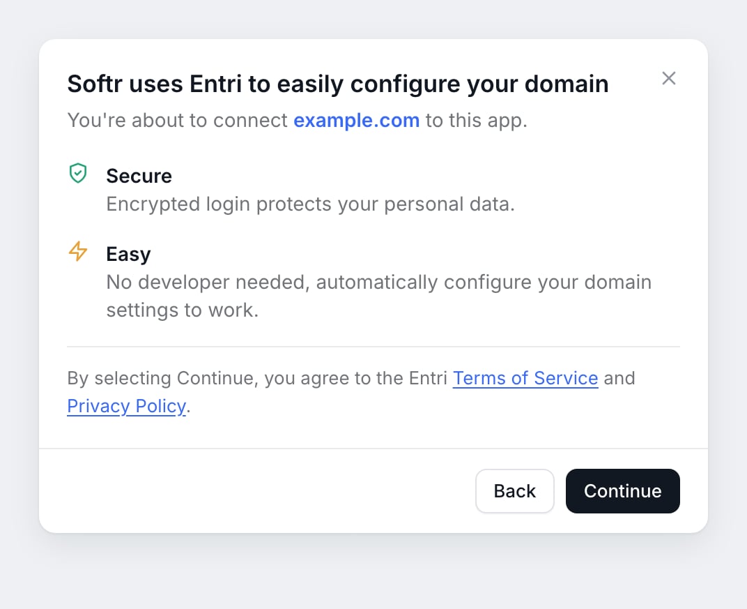 Softr uses Entri to set up your domain