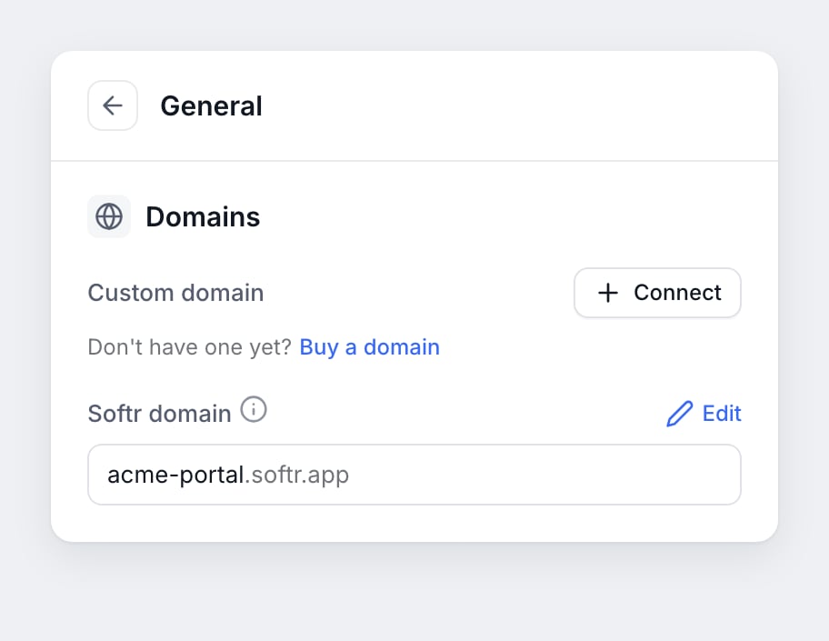 The Domains section in General settings