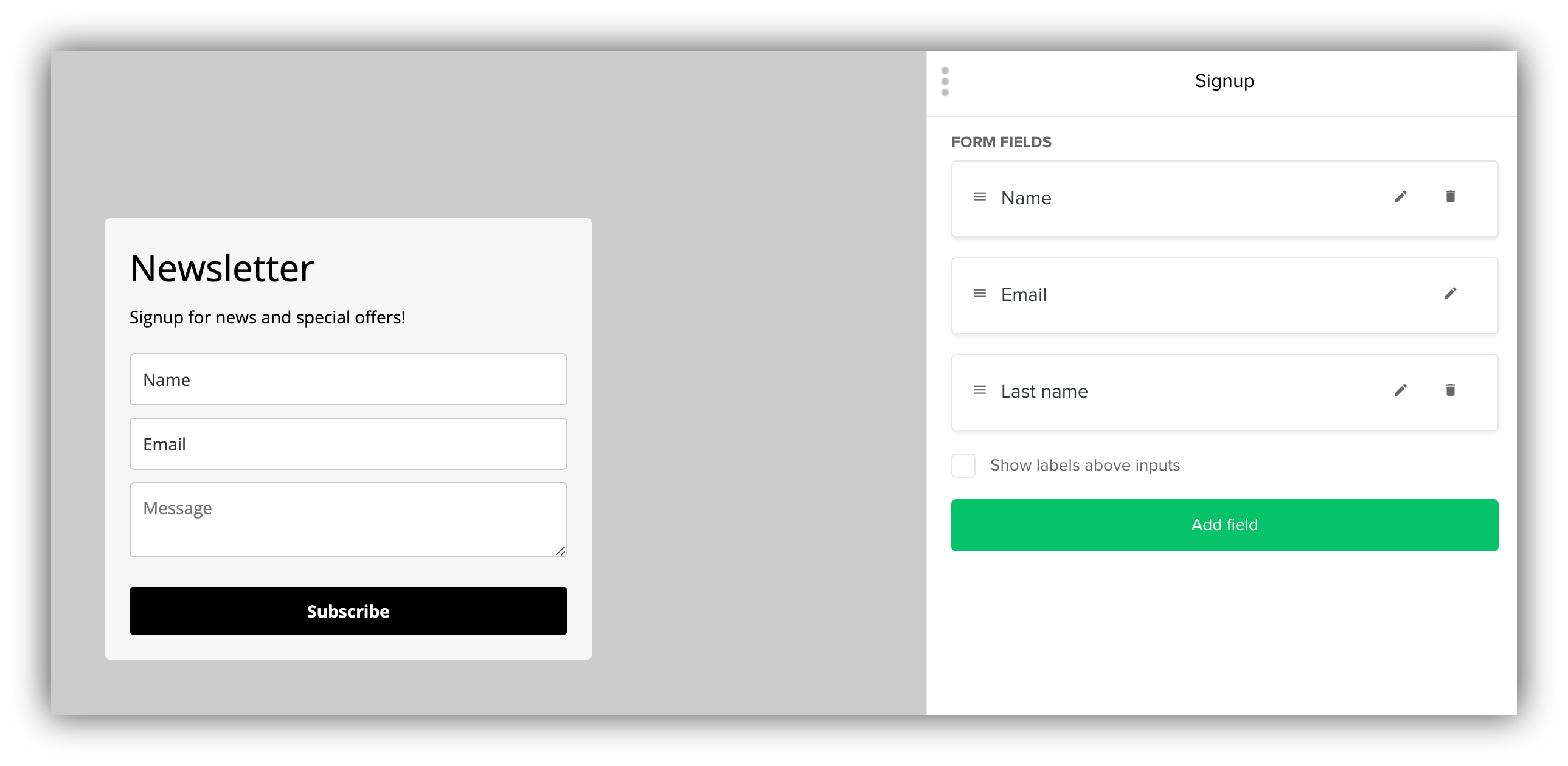 A custom form on Mailerlite