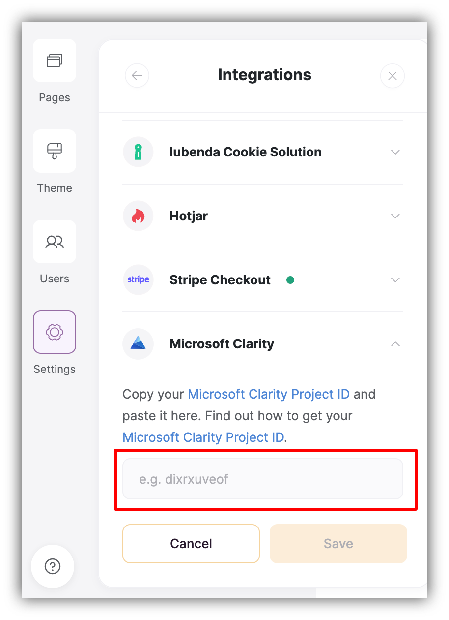 Adding Clarity ID on Softr