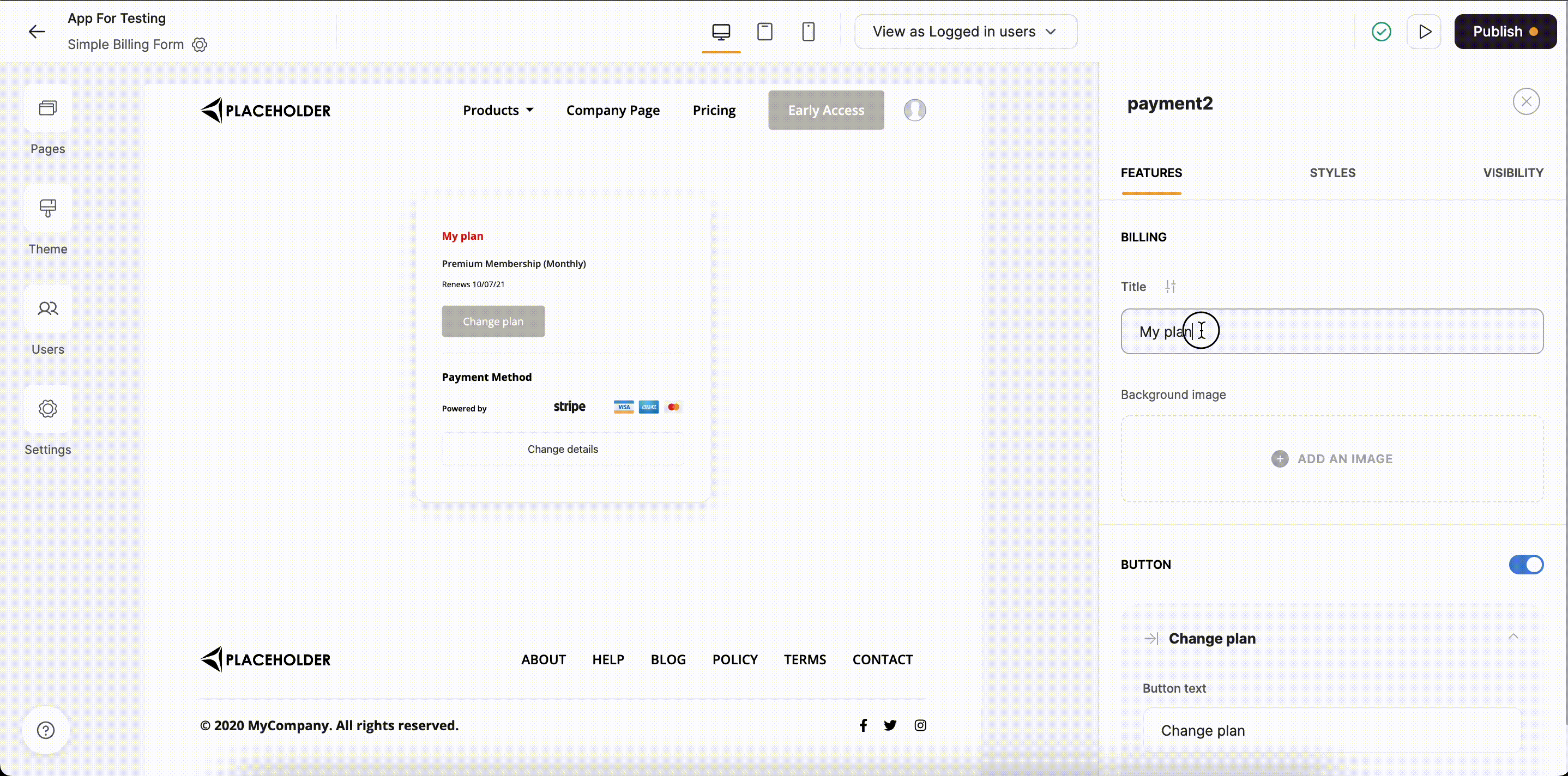 Simple Billing Form overview
