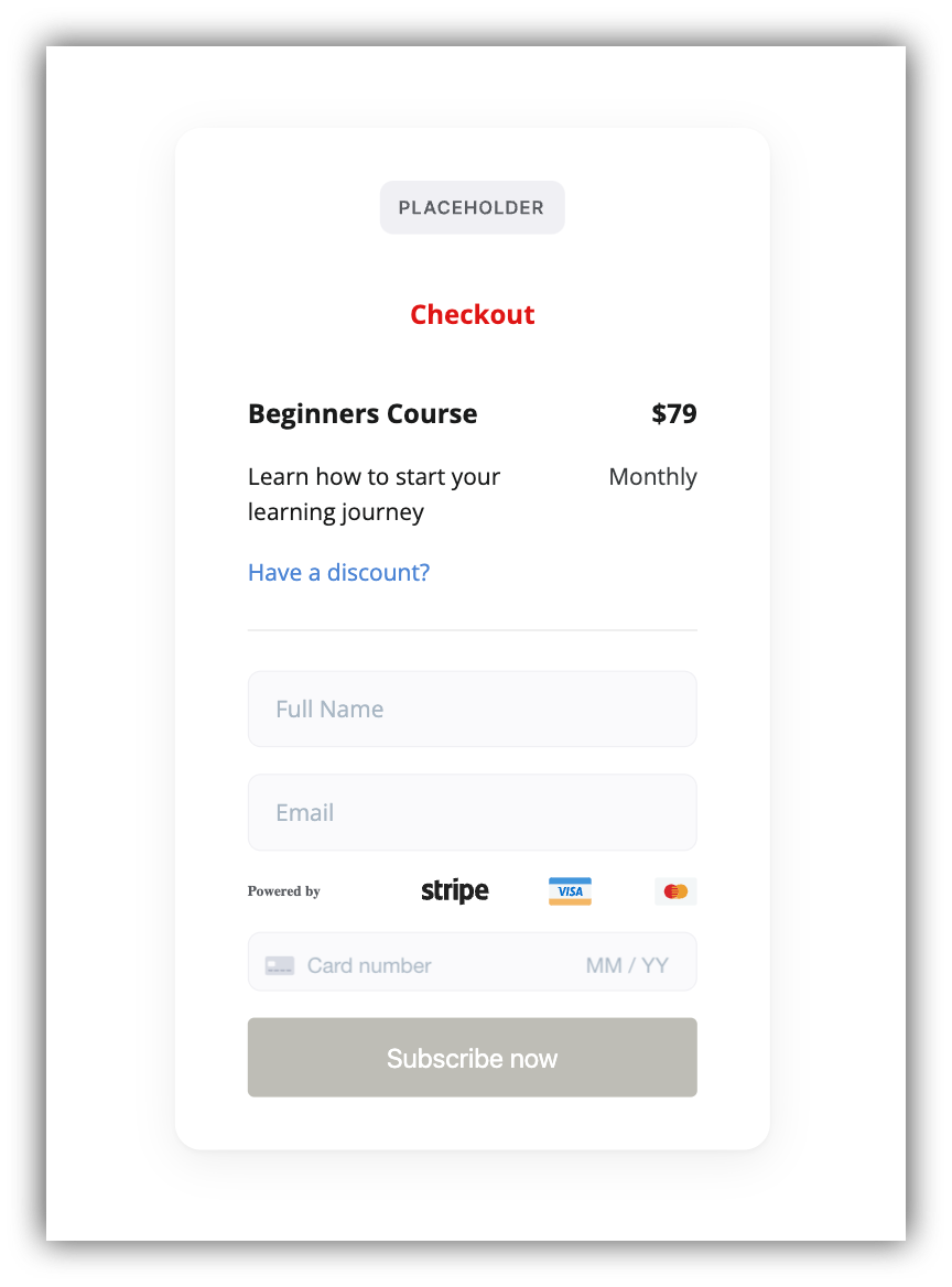 Simple Checkout Form
