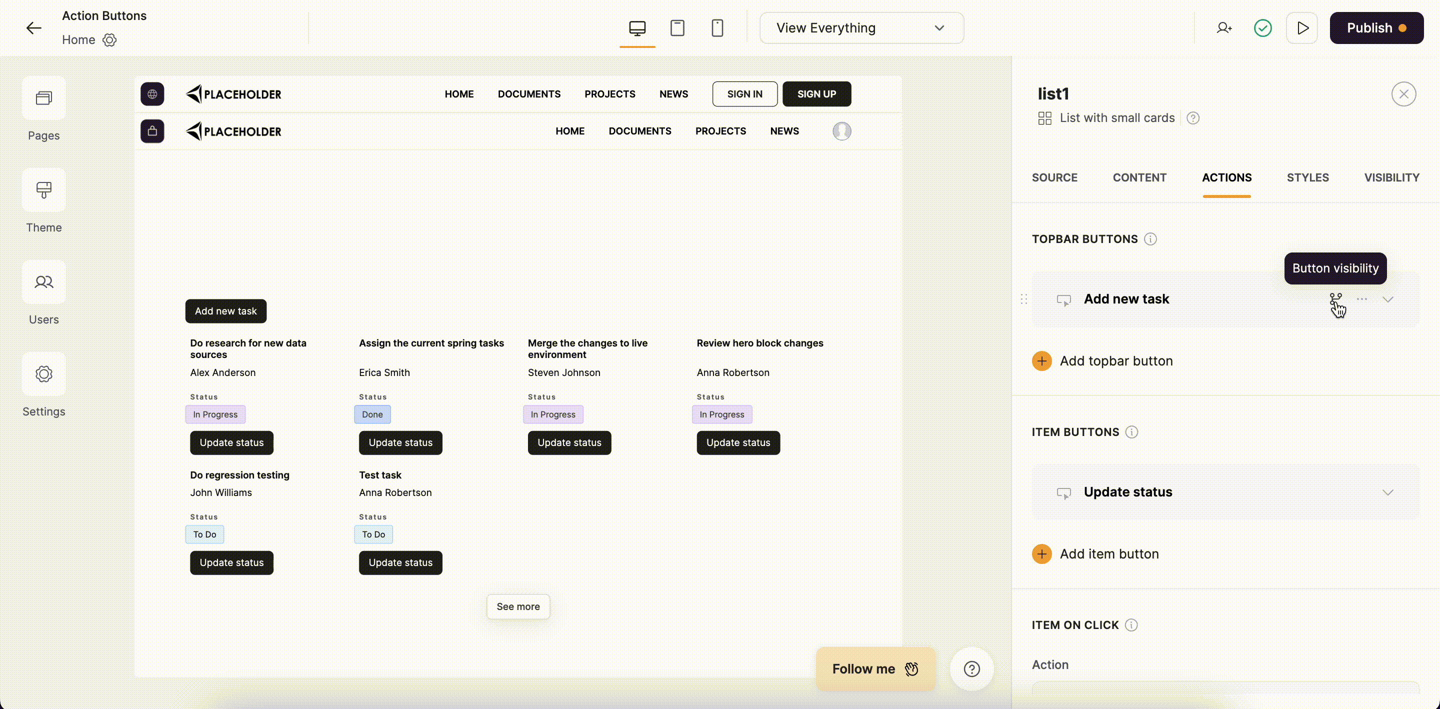 Action Button Visibility – Softr Help Docs
