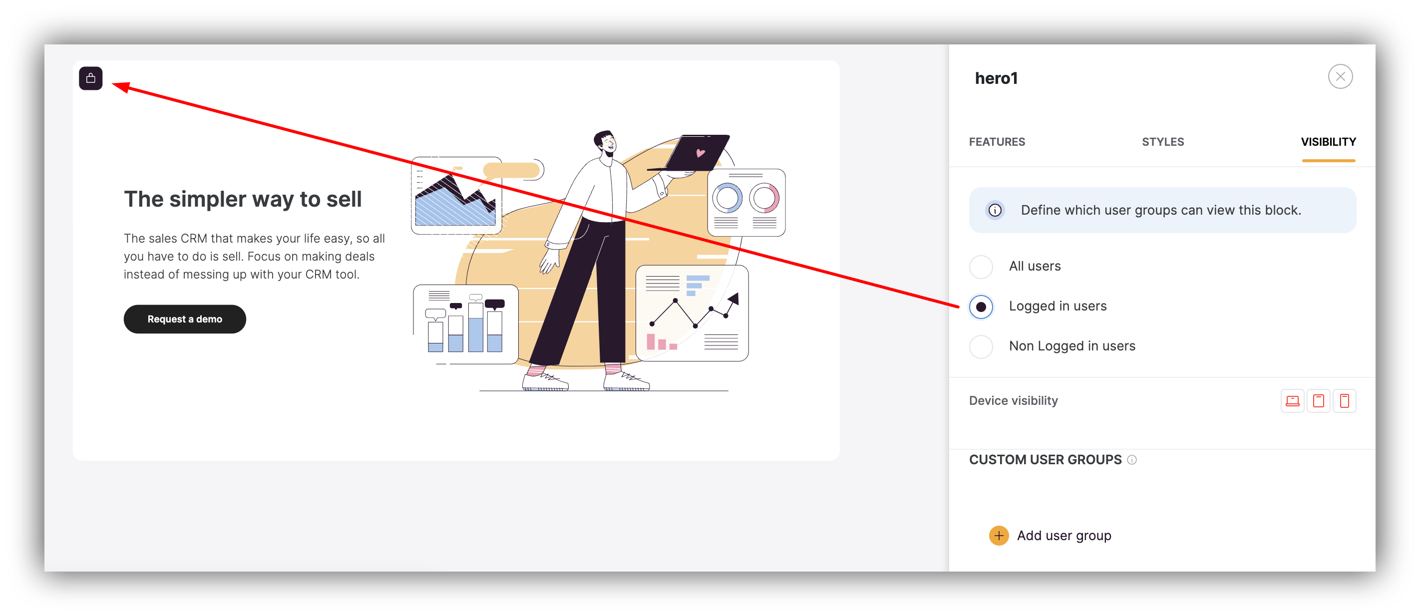 Padlock icon indicating limited visibility