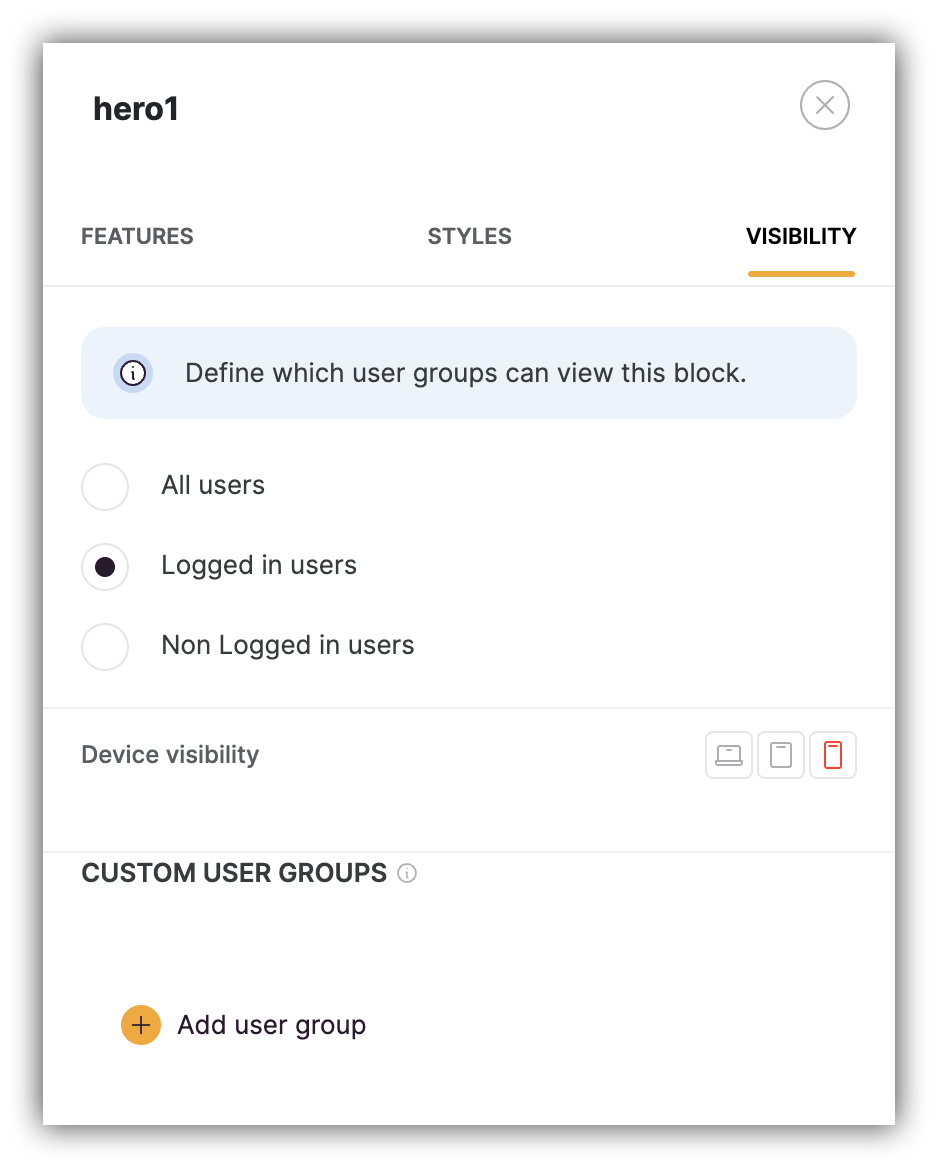 Applying device visibility