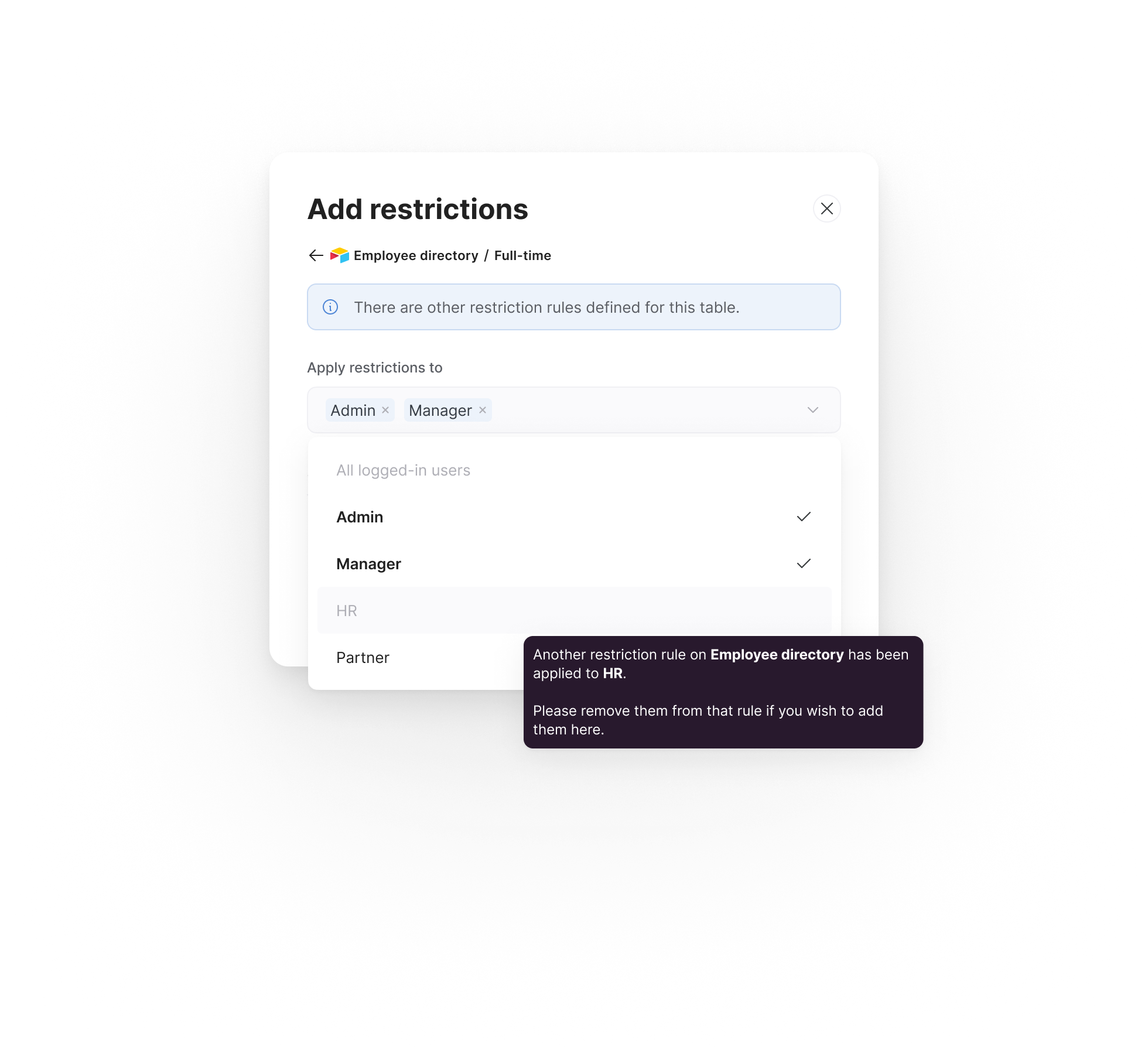 Global data restrictions – Softr Help Docs