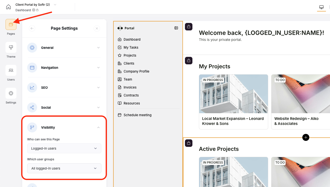 Page Visibility – Softr Help Docs