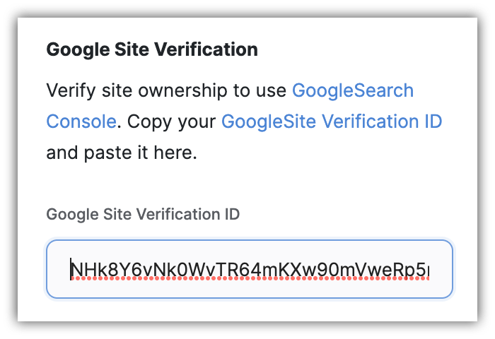 Pasting the verification ID