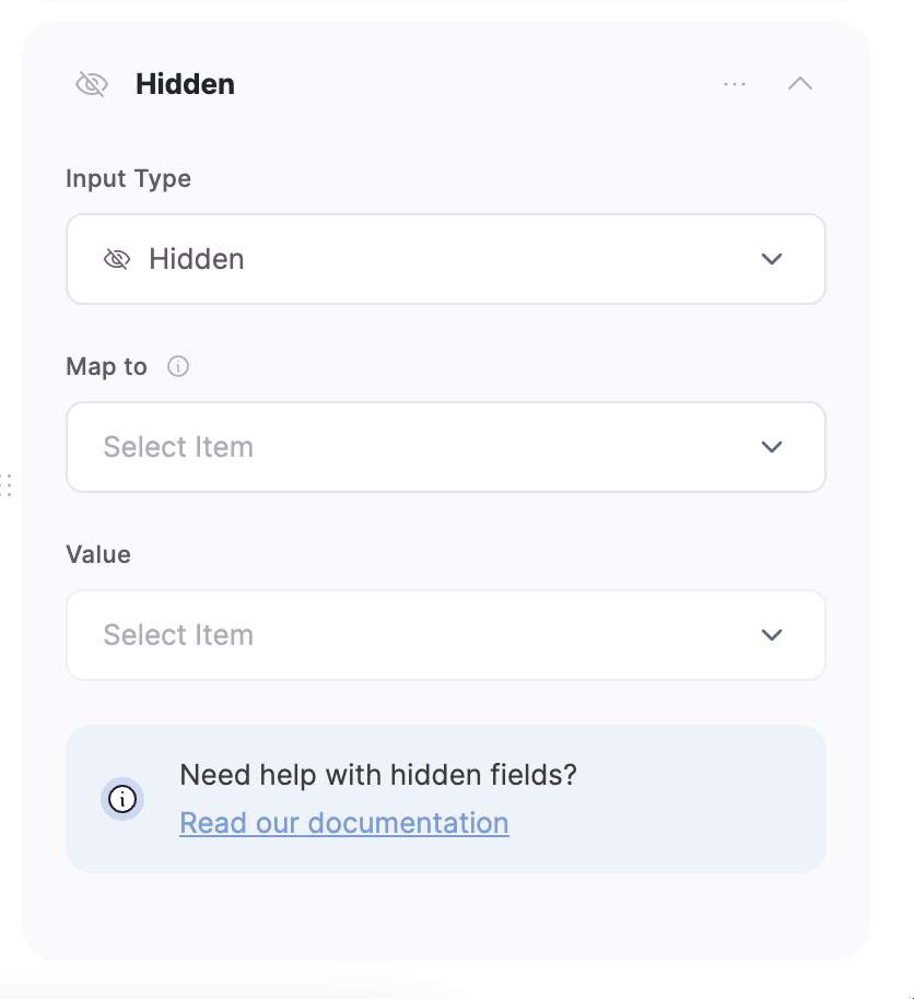 Hidden field settings