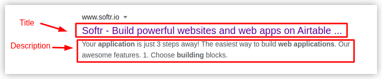 How the page appears in Google search