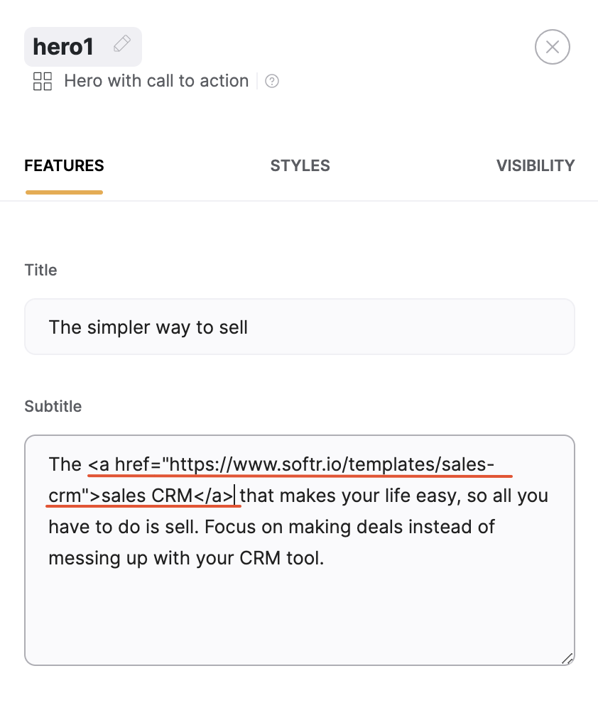 Linking from a Hero block