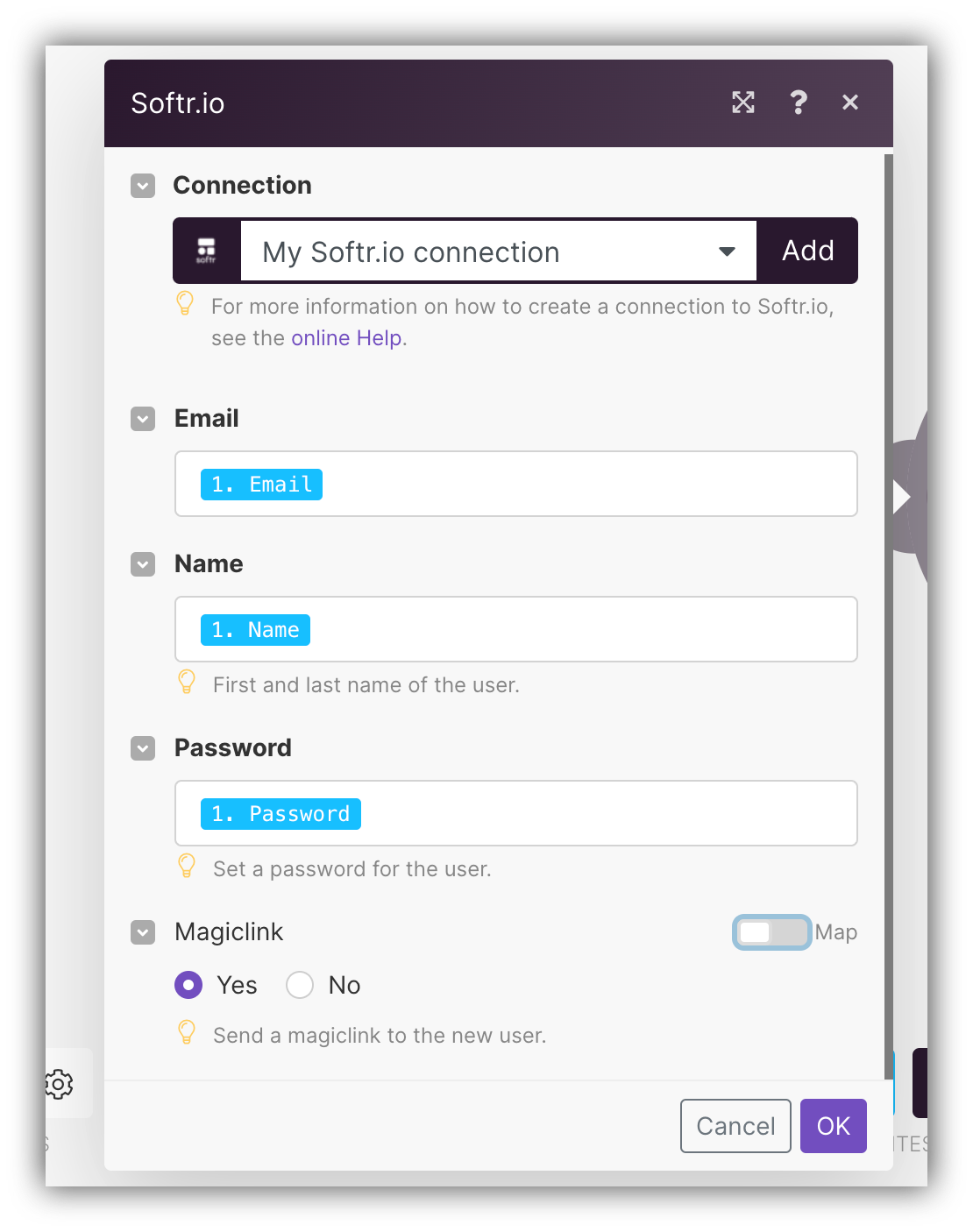 Mapping the user fields