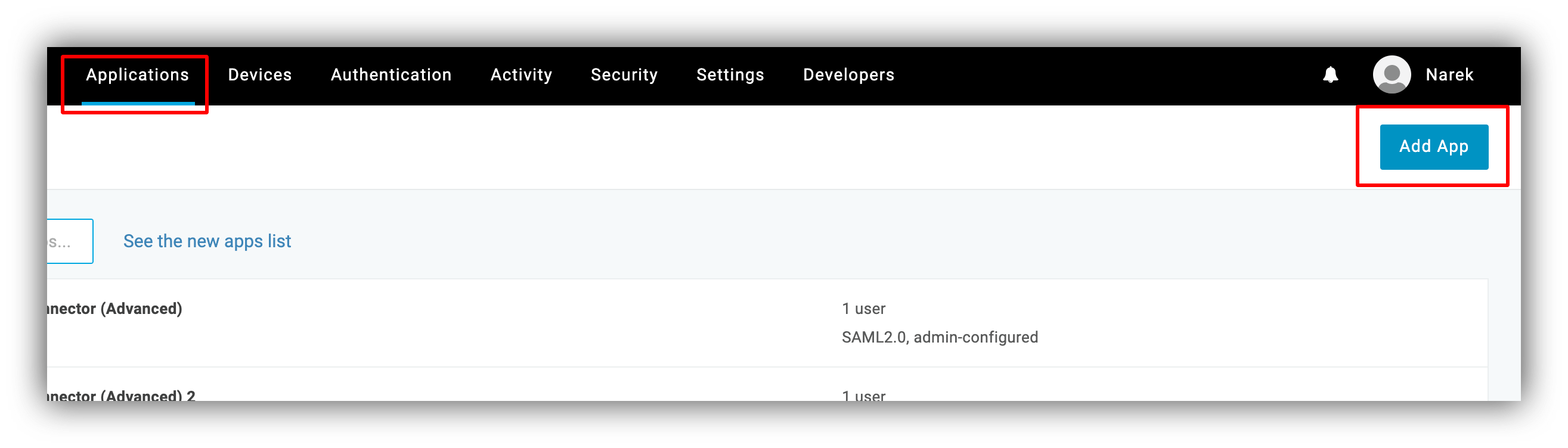 Adding an application
