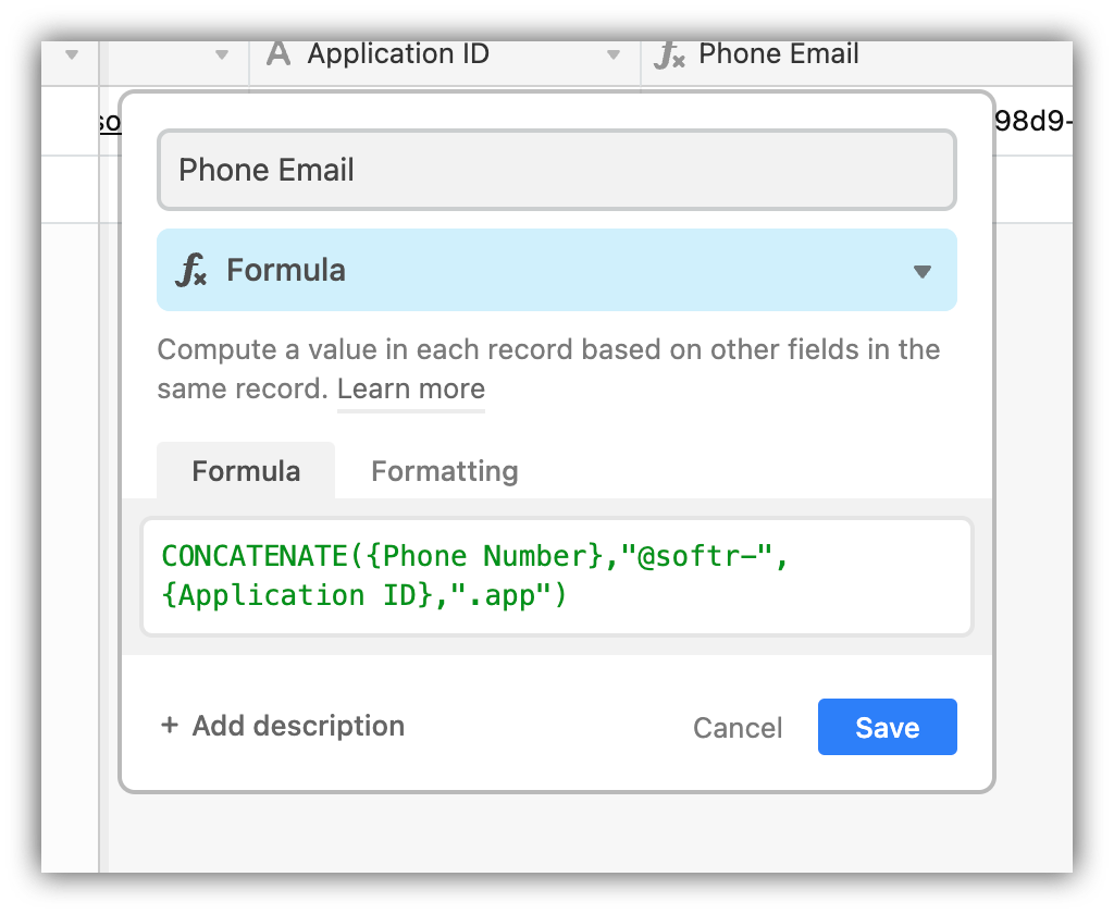Creating the formula