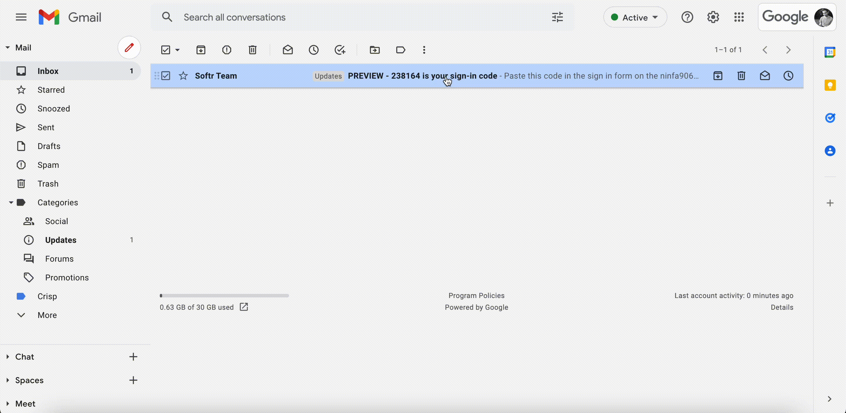 Logging in with the received code