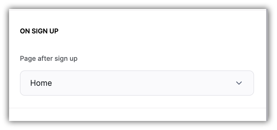 Configuring page after signup
