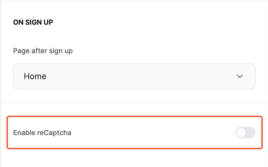 Enabling reCaptcha on Sign Up form