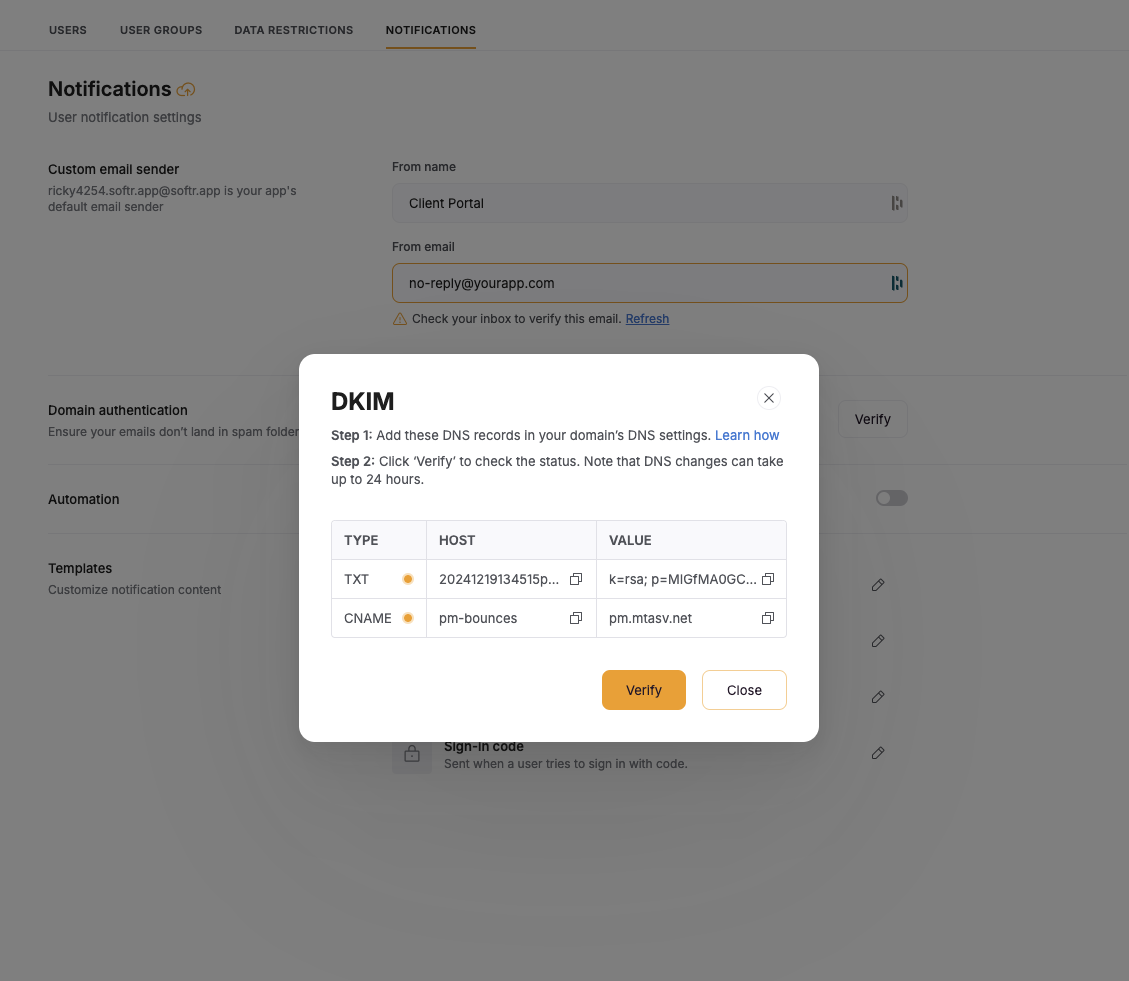 User Email Notifications – Softr Help Docs