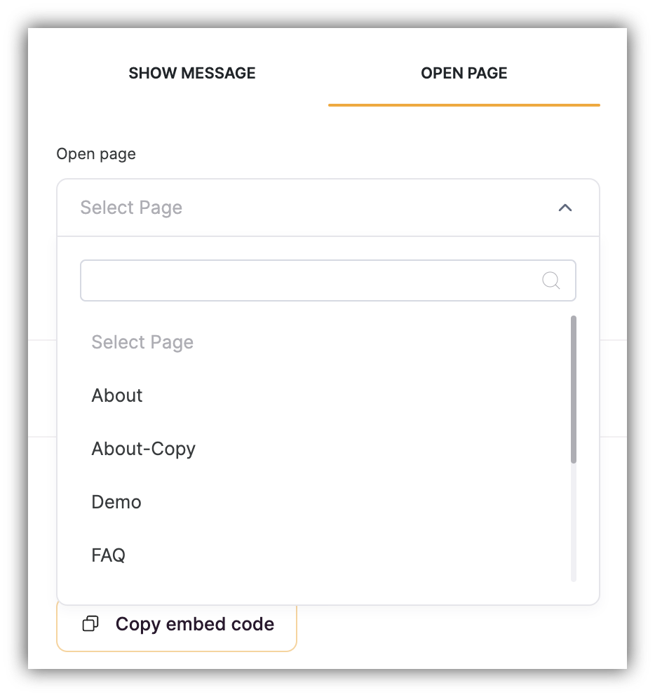 “Open Page” option