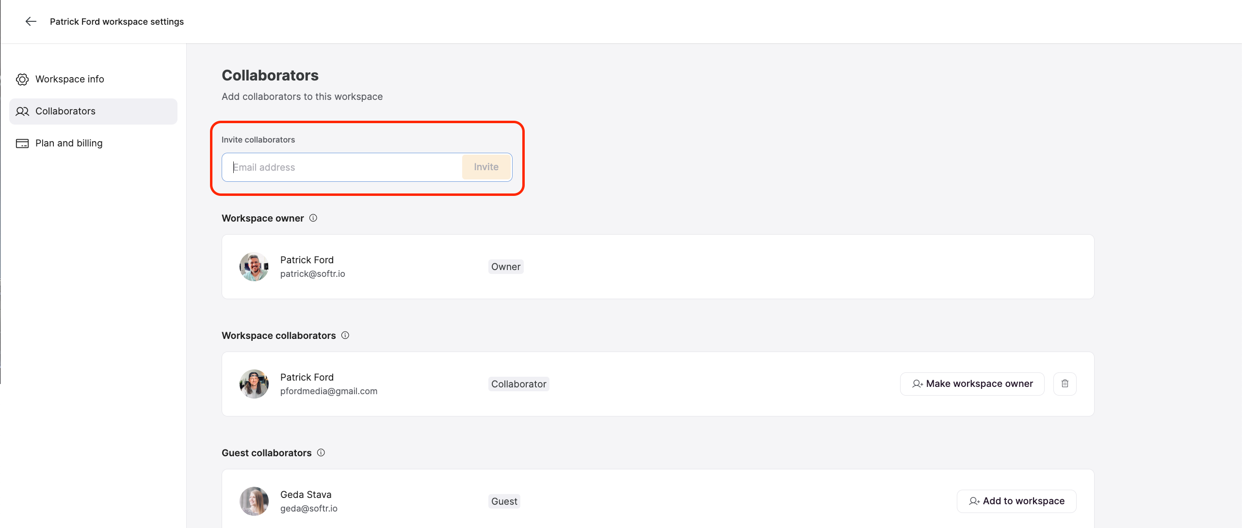 Transfer Workspace Ownership – Softr Help Docs