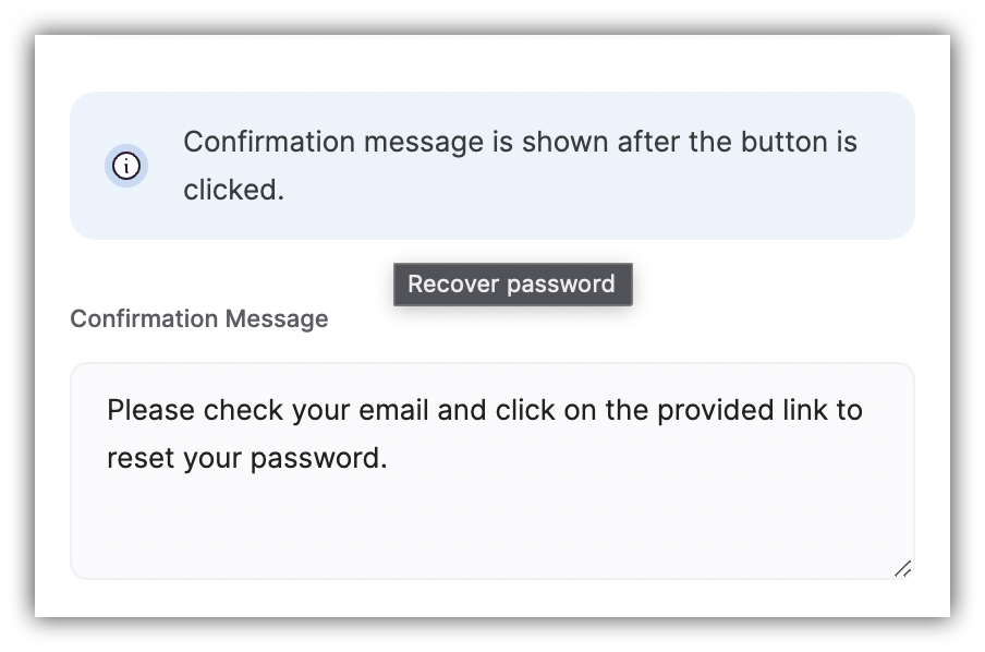 Password reset confirmation message