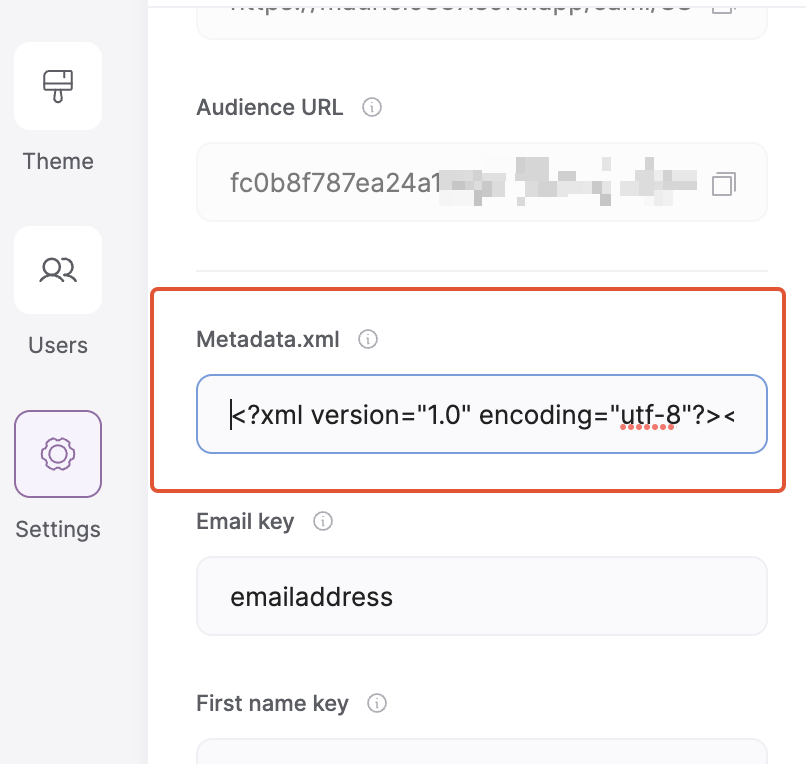Adding metadata XML to Softr