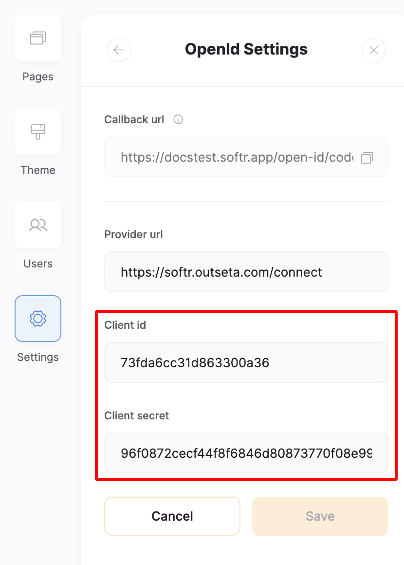 Adding ID and secret