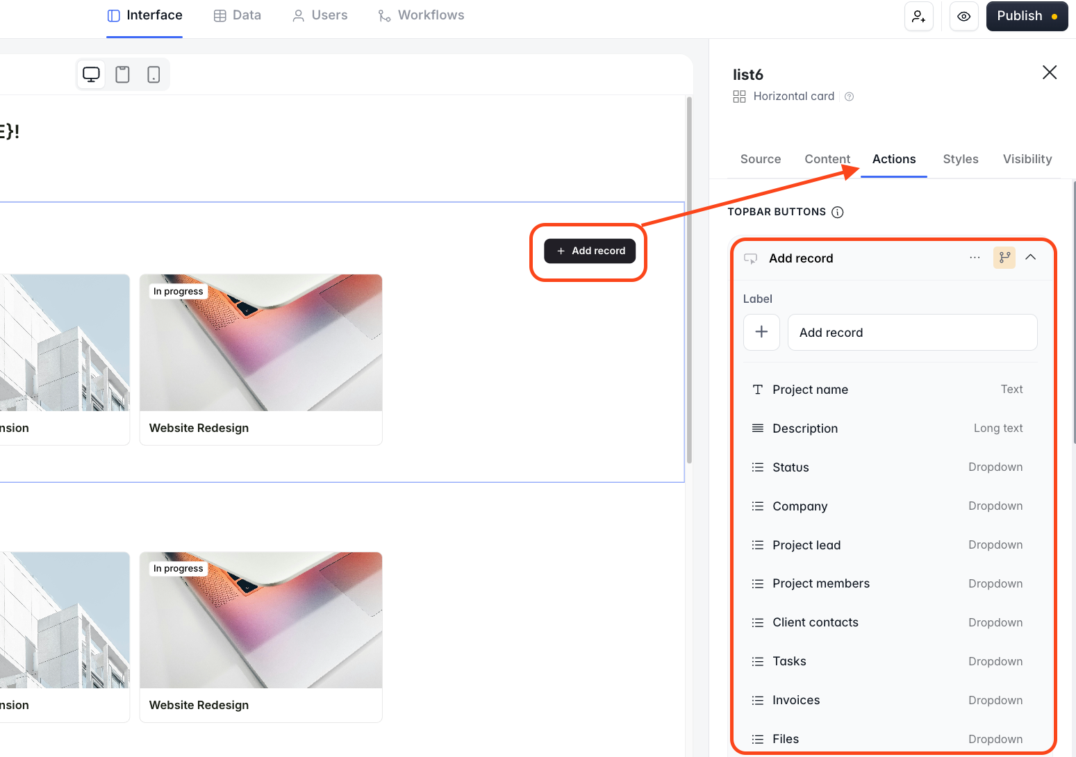 Mapping Fields for Actions – Softr Help Docs