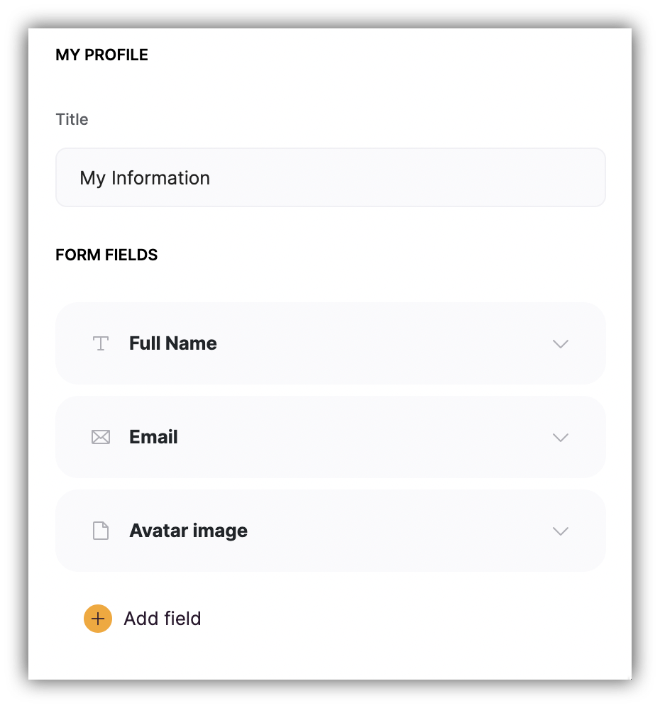 My Profile Default fields