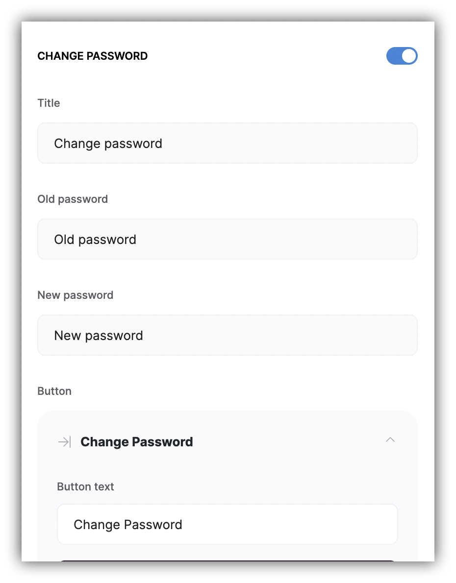 “Change Password” section