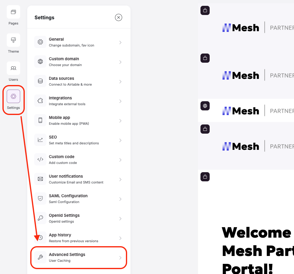 Click on Settings tab, then Advanced Settings at the bottom of the list.