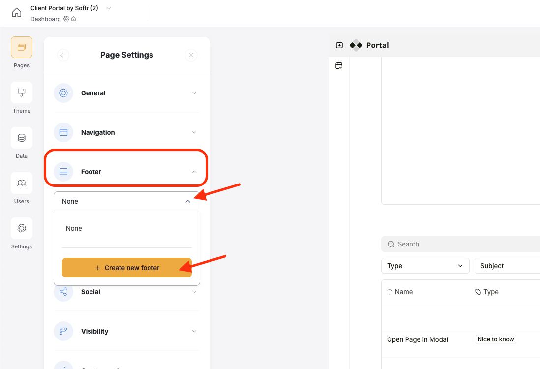 Footer Settings – Softr Help Docs