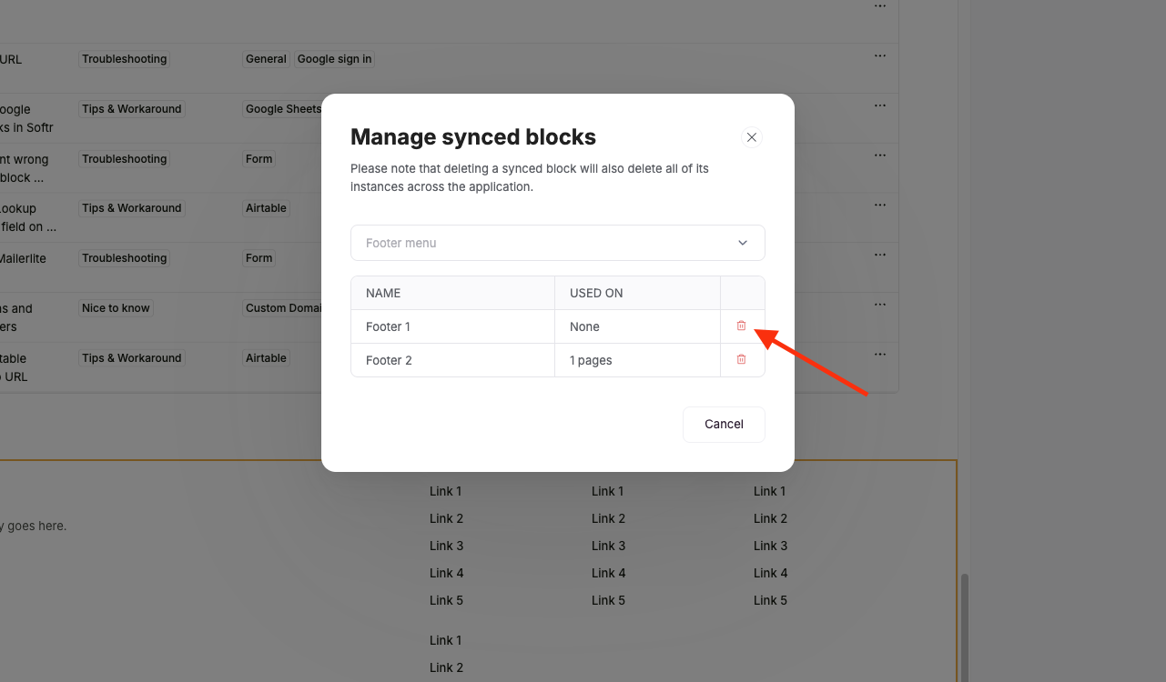 Footer Settings – Softr Help Docs