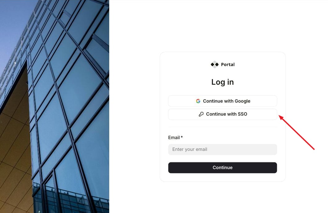 Softr login page showing a Continue with SSO button