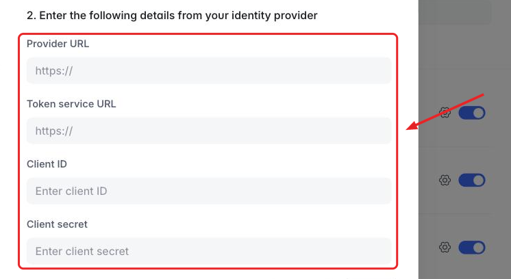 OpenID configuration fields in the Single sign-on window