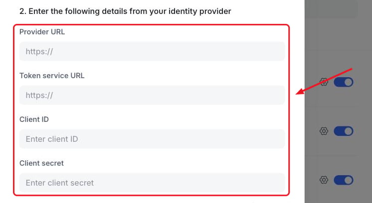 OpenID configuration fields in the Single sign-on window