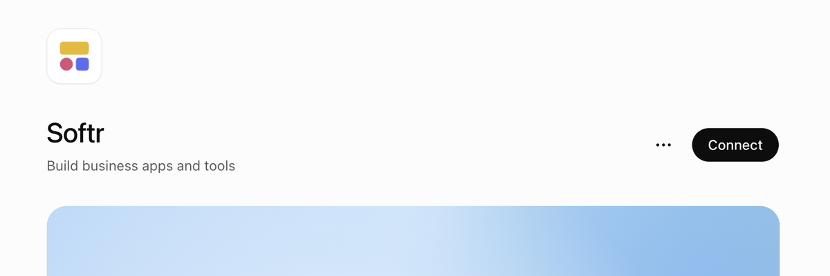 Softr's plugin page in ChatGPT with the Connect button