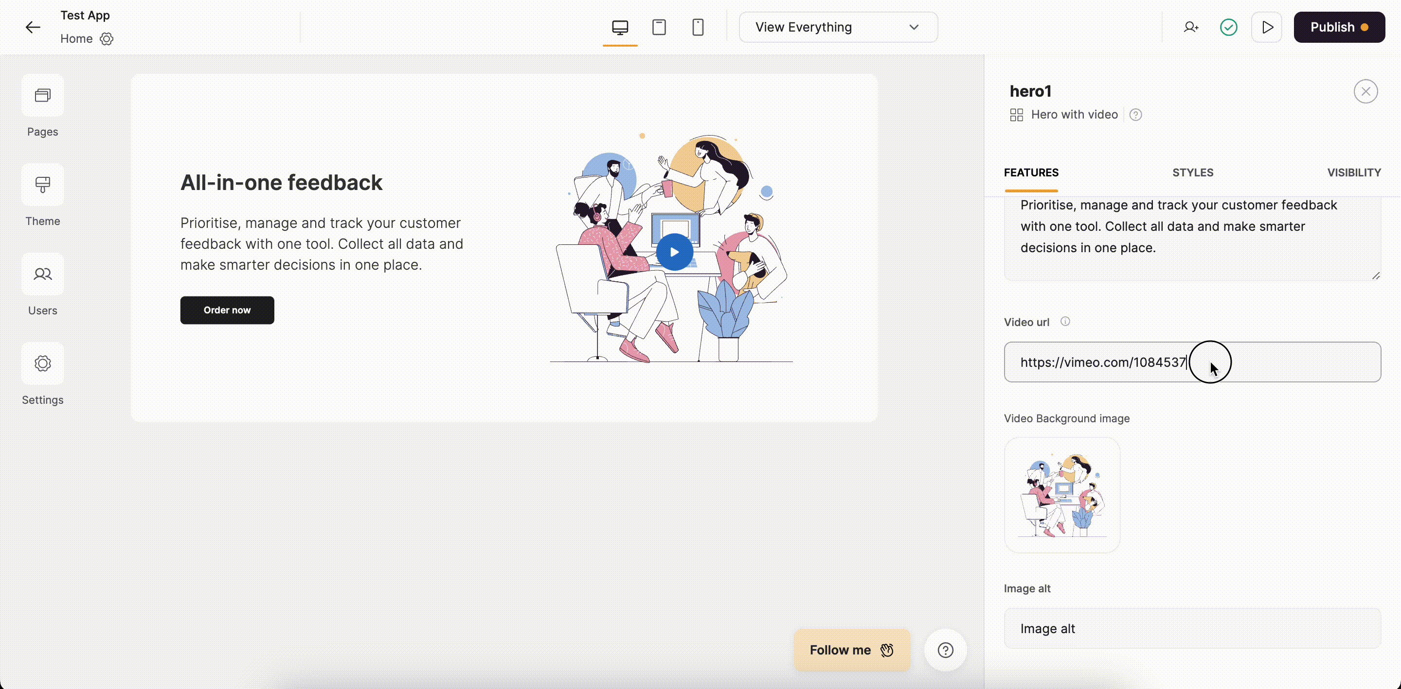 Adding a video to the Hero block