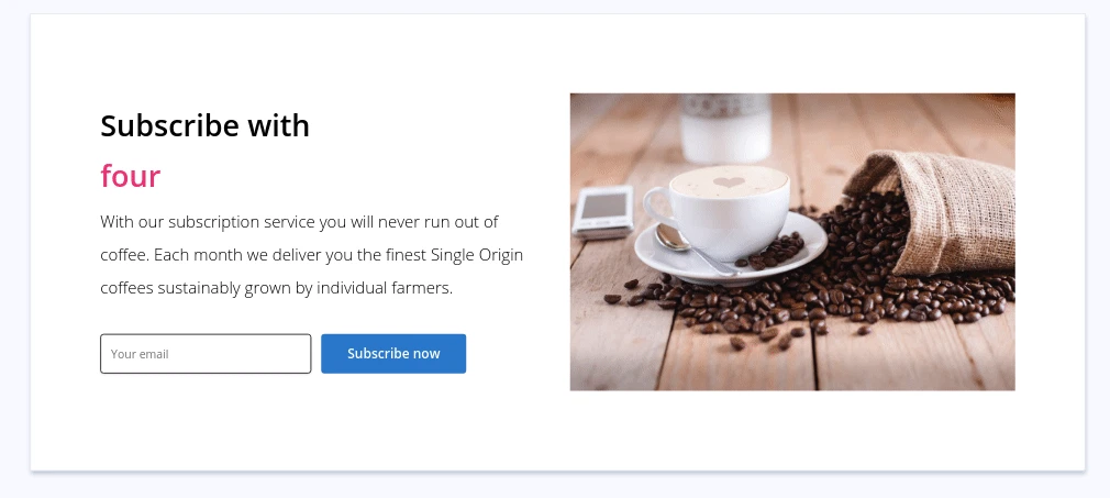 Hero with email capture and typewriter