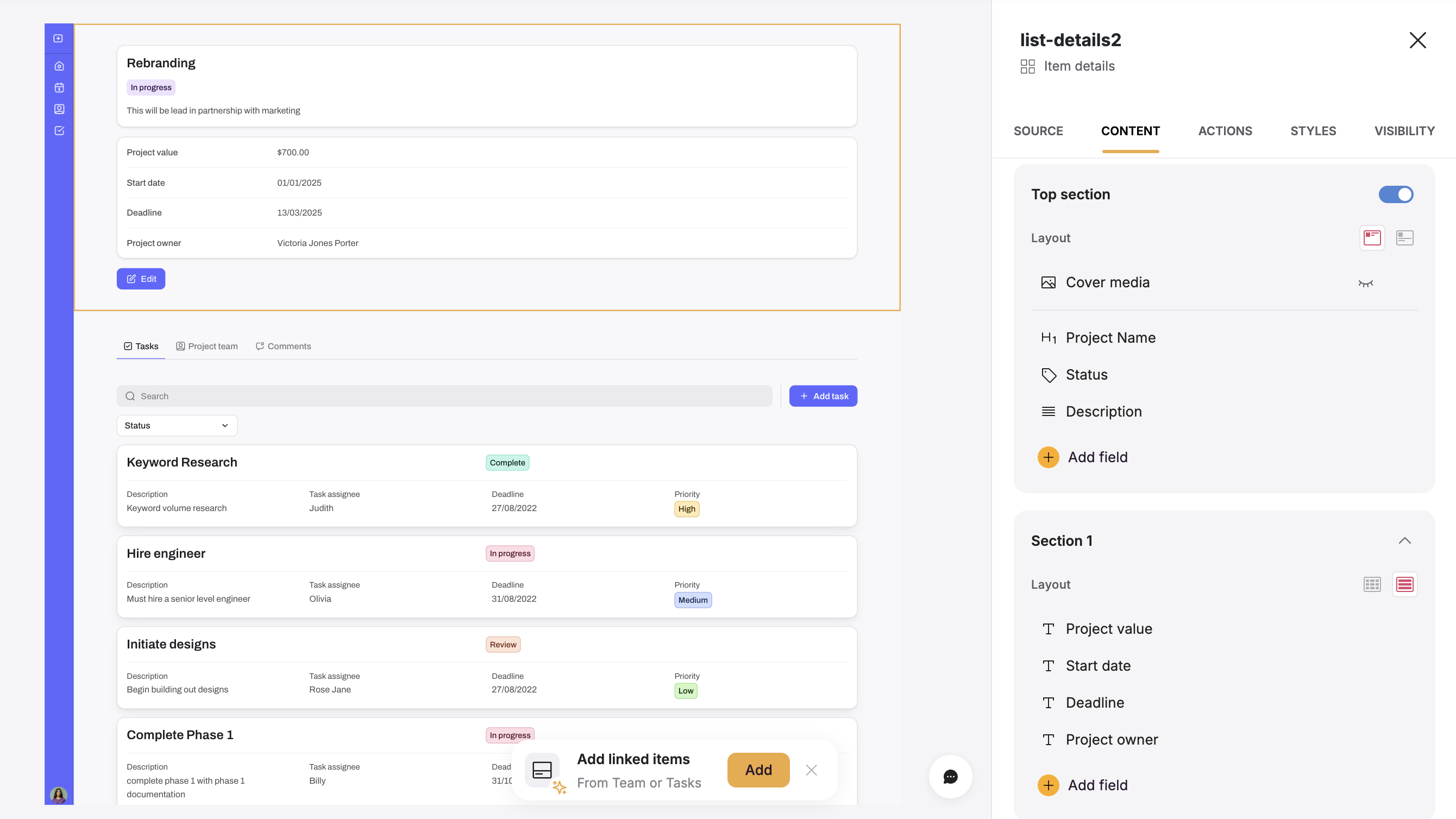 Item Details Block – Softr Help Docs